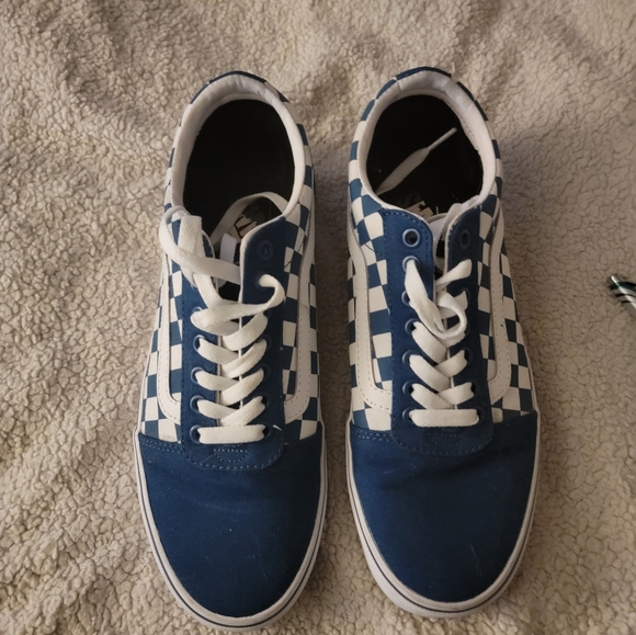 Vans Other - Vans Blue Checkered Old Skool Shoes sz 8.5